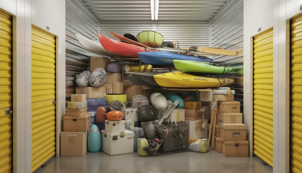 Overpacked-storage-unit-showing-tetris-like-furniture-arrangement-at-Wellington-self-storage-facility